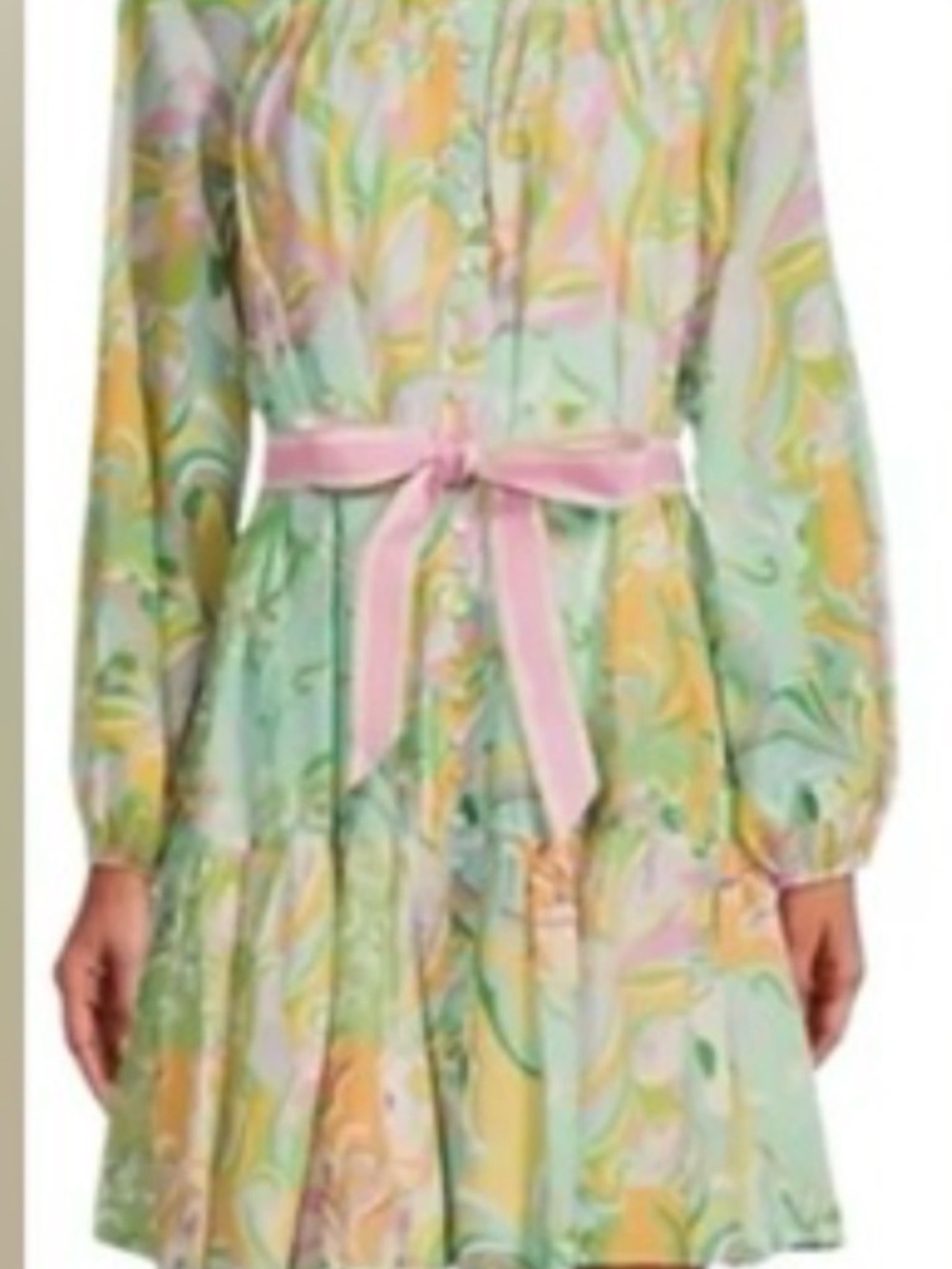 ANTONIO MELANI Pastel Swirl Shirt Dress in Mint, Pink, Yellow